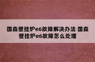 国森壁挂炉e6故障解决办法 国森壁挂炉e6故障怎么处理